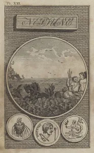 Neptune, ancient Roman god of the sea (engraving) Neptune, ancient Roman god of the sea (engraving)