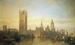 New Palace of Westminster from the River Thames (oil on canvas) New Palace of Westminster from the River Thames (oil on canvas)