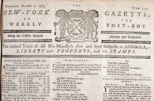 New York Gazette masthead declaring its opposition to the stamps New York Gazette masthead declaring its opposition to the stamps