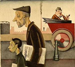 Newspaper people par Georg Scholz (1890-1945), 1921 - Watercolour on cardboard - Museum Pfalzgalerie Kaiserslautern Newspaper people par Georg Scholz (1890-1945), 1921 - Watercolour on cardboard - Museum Pfalzgalerie Kaiserslautern