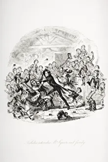 Nicholas astonishes Mr. Squeers and family, illustration from Nicholas Nickleby by Charles Dickens (1812-70) Nicholas astonishes Mr. Squeers and family, illustration from Nicholas Nickleby by Charles Dickens (1812-70)