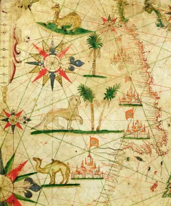 The North Coast of Africa, from a nautical atlas, 1651 (ink on vellum) (detail The North Coast of Africa, from a nautical atlas, 1651 (ink on vellum) (detail