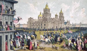 The Occupation of the Capital of Mexico by the American Army, 1846-48 (colour litho) The Occupation of the Capital of Mexico by the American Army, 1846-48 (colour litho)