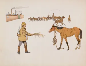 Off to the Chevril Factory, from The Leaguer of Ladysmith, 1900 (colour litho) Off to the Chevril Factory, from The Leaguer of Ladysmith, 1900 (colour litho)