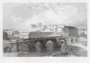 The Old Bridge, Mill, Prison, etc, Chester (engraving) The Old Bridge, Mill, Prison, etc, Chester (engraving)