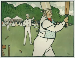 Old English Sports and Games: Cricket, 1901 (colour litho) Old English Sports and Games: Cricket, 1901 (colour litho)
