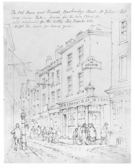 The Old Hare and Hounds, Buckridge Street, St Giles in1818 (drawing) The Old Hare and Hounds, Buckridge Street, St Giles in1818 (drawing)