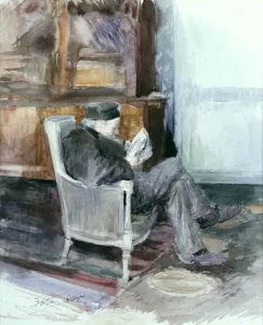 Artists/photographer french/old man sitting armchair watercolour Artists/photographer french/old man sitting armchair watercolour