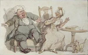 An Old Woman and her Dog Startled by Male Company (pen & ink and w/c on paper) An Old Woman and her Dog Startled by Male Company (pen & ink and w/c on paper)