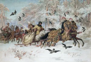 Olenka and Kmicic in a Sleigh, 1885 (w/c on paper) Olenka and Kmicic in a Sleigh, 1885 (w/c on paper)