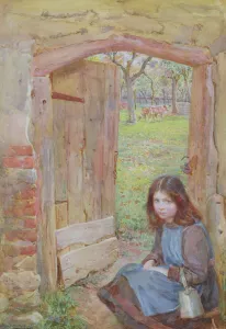At the Orchard Gate, 1903 (w/c and bodycolour on paper) At the Orchard Gate, 1903 (w/c and bodycolour on paper)