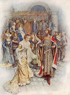 The origin of the order of the Garter (colour litho) The origin of the order of the Garter (colour litho)