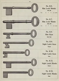 Page from metalwork catalogue: Keys and key blanks (litho) Page from metalwork catalogue: Keys and key blanks (litho)