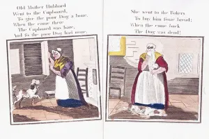 Two pages from the nursery-rhyme book The Comic Adventures of Old Mother Hubbard Two pages from the nursery-rhyme book The Comic Adventures of Old Mother Hubbard