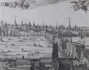Panorama of London and the Thames, part three showing Southwark Panorama of London and the Thames, part three showing Southwark