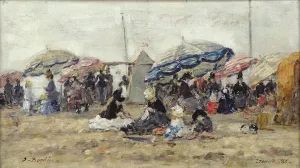 Parasols on the Beach at Trouville, 1886 (oil on wood) Parasols on the Beach at Trouville, 1886 (oil on wood)