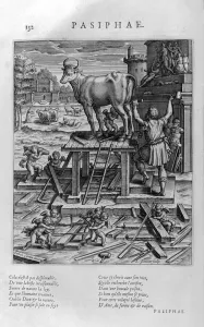 Pasiphae, mother of the minotaur, 1615 (engraving) Pasiphae, mother of the minotaur, 1615 (engraving)