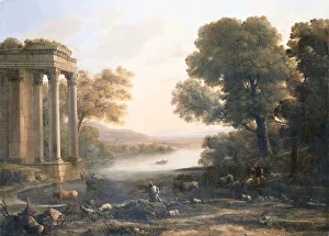 A Pastoral Landscape with Ruined Temple, c.1638 (oil on canvas) A Pastoral Landscape with Ruined Temple, c.1638 (oil on canvas)