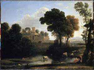 Paysage italien (Italian landscape). Peinture de Claude Gelee dit Claude Le Lorrain (1600-1682), 1648. Huile sur toile Paysage italien (Italian landscape). Peinture de Claude Gelee dit Claude Le Lorrain (1600-1682), 1648. Huile sur toile