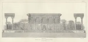Persepolis, Hypostyle Hall of Xerxes, geometrical elevation, restored by Ch Chipiez (engraving) Persepolis, Hypostyle Hall of Xerxes, geometrical elevation, restored by Ch Chipiez (engraving)