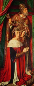 Peter II de Beaujeu of Bourbon with St. Peter, left wing of the Bourbon Altarpiece Peter II de Beaujeu of Bourbon with St. Peter, left wing of the Bourbon Altarpiece