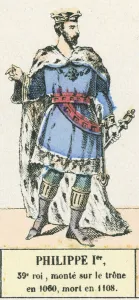 Philippe Ier, 39e roi, monte sur le trone en 1060, mort en 1108 (coloured engraving) Philippe Ier, 39e roi, monte sur le trone en 1060, mort en 1108 (coloured engraving)