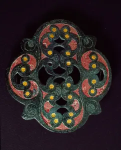 Pierced bronze plate with incrustation of enamel. 1st century AD Pierced bronze plate with incrustation of enamel. 1st century AD