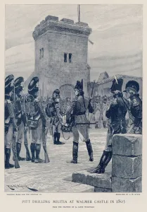 Pitt drilling militia at Walmer Castle in 1803 (engraving) Pitt drilling militia at Walmer Castle in 1803 (engraving)