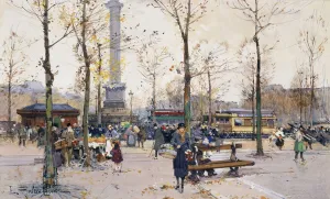 Place de la Bastille, Paris, (black chalk and bodycolour) Place de la Bastille, Paris, (black chalk and bodycolour)