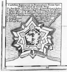 Plan of the Batavian Castle, Cape of Good Hope c.1803-1806 (engraving) Plan of the Batavian Castle, Cape of Good Hope c.1803-1806 (engraving)