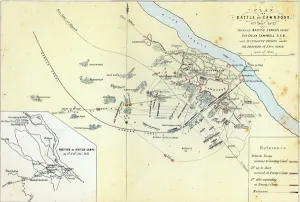Plan of the Battle of Cawnpoor, 6th December 1857, engraved by Guyot & Wood, pub Plan of the Battle of Cawnpoor, 6th December 1857, engraved by Guyot & Wood, pub