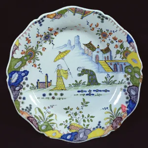 Plate, decorated in the Chinoiserie style, created in Rouen (ceramic) Plate, decorated in the Chinoiserie style, created in Rouen (ceramic)