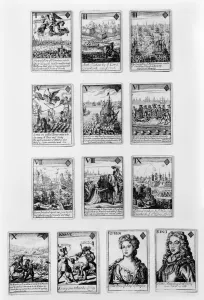 Playing cards with characters and scenes from the early 18th century (litho) Playing cards with characters and scenes from the early 18th century (litho)
