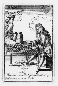 Playing cards commemorating the War of the Spanish Succession, heart suit, c Playing cards commemorating the War of the Spanish Succession, heart suit, c