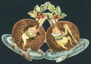 Two Plum Puddings, Christmas Card (chromolitho) Two Plum Puddings, Christmas Card (chromolitho)