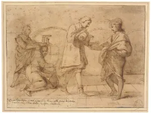 The poet Baldini drinking in Melosi's bar (chalk, pen & ink and wash on paper) The poet Baldini drinking in Melosi's bar (chalk, pen & ink and wash on paper)