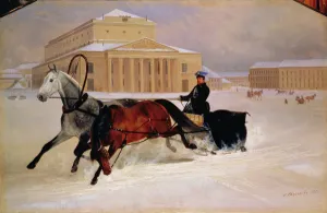 Pole Pair with a Trace Horse at the Bolshoi Theatre in Moscow, 1852 (oil on canvas) Pole Pair with a Trace Horse at the Bolshoi Theatre in Moscow, 1852 (oil on canvas)