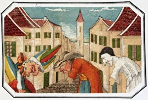 Polichinelle precepteur - Lithography, from Theatre des marionnettes du jardin des Tuileries Polichinelle precepteur - Lithography, from Theatre des marionnettes du jardin des Tuileries