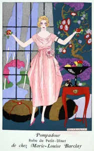 Pompadour - Robe de Petit-Diner by Marie-Louise Barclay, 1919-21 (pochoir print) Pompadour - Robe de Petit-Diner by Marie-Louise Barclay, 1919-21 (pochoir print)