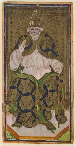 The Pope, fascimile of a tarot card from the Visconti deck The Pope, fascimile of a tarot card from the Visconti deck