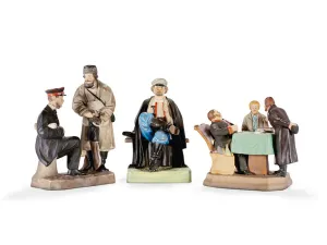 Three porcelain figure groups by the Gardner Porcelain Factory Three porcelain figure groups by the Gardner Porcelain Factory