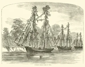 Porter's mortar fleet in Trim, June 1862 (engraving) Porter's mortar fleet in Trim, June 1862 (engraving)