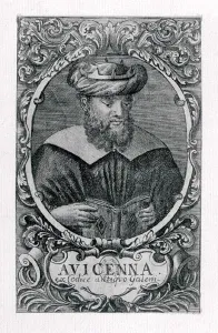 Portrait of Avicenna (Ibn Sina) (980-1037) Reading (engraving) (b/w photo) Portrait of Avicenna (Ibn Sina) (980-1037) Reading (engraving) (b/w photo)