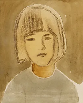 Portrait of a Girl, (charcoal and watercolour) Portrait of a Girl, (charcoal and watercolour)