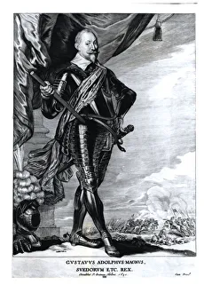 Portrait of Gustavus Adolphus the Great, King of the Swedes (1592-1632), 1650 (engraving) Portrait of Gustavus Adolphus the Great, King of the Swedes (1592-1632), 1650 (engraving)