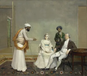 Portrait of Judge Suetonius Grant Heatly and Temperance Heatly with their Indian servants Portrait of Judge Suetonius Grant Heatly and Temperance Heatly with their Indian servants