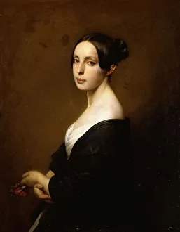 Portrait of a Lady, Half Length Wearing a Black Dress and Holding a Carnation Portrait of a Lady, Half Length Wearing a Black Dress and Holding a Carnation