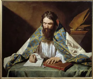 Portrait of Saint Ambrose (340-397), eveque of Milan - Painting by Mathias Stomer Portrait of Saint Ambrose (340-397), eveque of Milan - Painting by Mathias Stomer