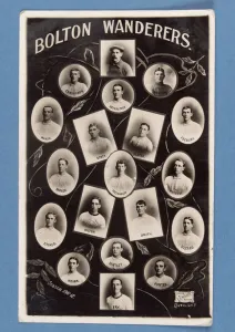 Postcard of Bolton Wanderers FC players, season 1911-12 (b/w litho) Postcard of Bolton Wanderers FC players, season 1911-12 (b/w litho)