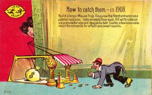 Postcard depicting How to catch them, in a leap year, 1908 (colour litho) Postcard depicting How to catch them, in a leap year, 1908 (colour litho)